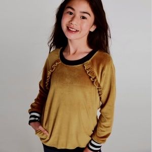 Tea Collection 14 Long Sleeve Golden Brown Caramel Velour Pullover Top Pockets!